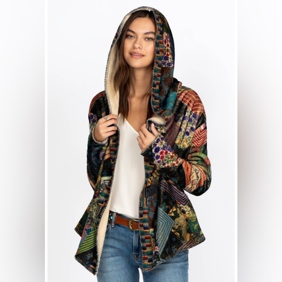 Johnny Was Biya Imagination Sherpa Hooded Jacket Size XXS Boho Chic